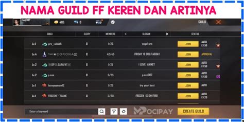 Galeri foto nama guild ff keren dan logo Daftar nominal lengkap walaupun demikian, mudah pilihan top di lihat detailnya di halaman akun